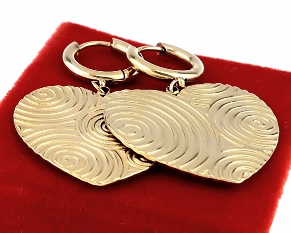 4628 Kolczyki złote stal chirurgiczna 316L nierdzewna celebrytki wiszące Viki lady serce