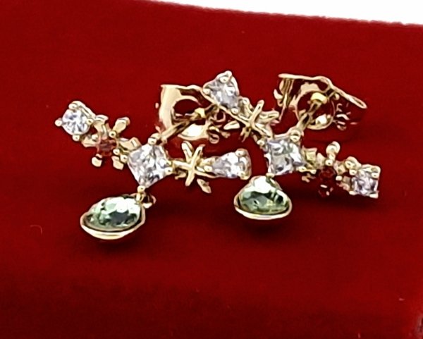 1649 Kolczyki złote pozłacane Austrian Crystal wiszące 14K cyrkonie Xuping 