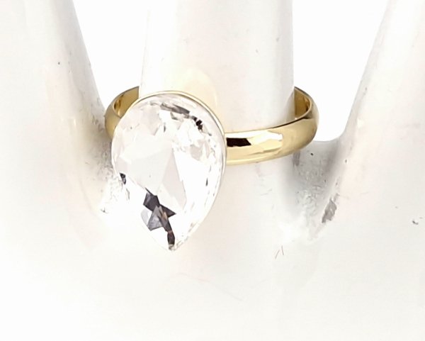 1122 Pierścionek złoty pozłacany 14k regulowany kryształek crystal