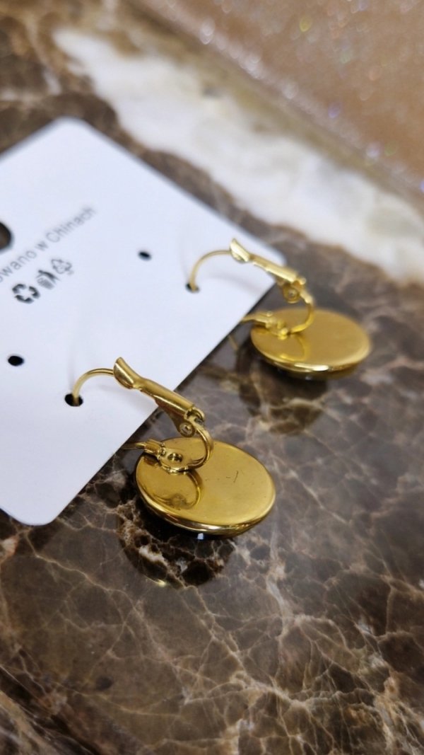 1933j Kolczyki złote wtyczki stal chirurgiczna 316L nierdzewna