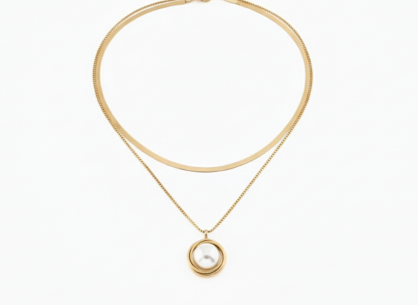 n35 Komplet kolczyki, naszyjnik 40-45+5cm, pierścionek złoty stal chirurgiczna 316L 