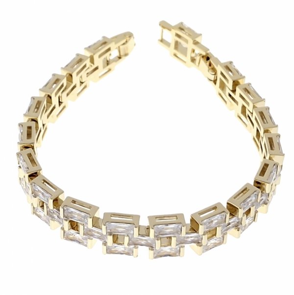 1600a Bransoletka elegancka złota 16,5+2cm pozłacana 14k cyrkonie 