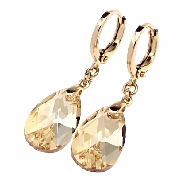 3626 Kolczyki złote Austrian Crystal cyrkonia pozłacane 18k Xuping wiszące