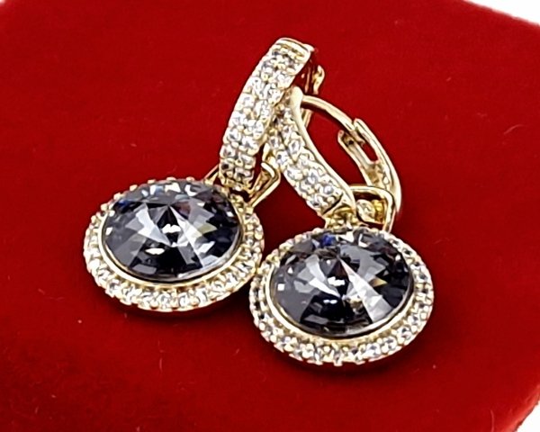 2014 Kolczyki złote pozłacane cyrkonie wiszące 14K Xuping Austrian Crystal