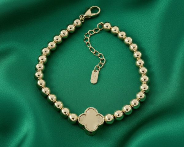 4600b Bransoletka elegancka złota 17+3cm pozłacana 14k koniczyna marokańska