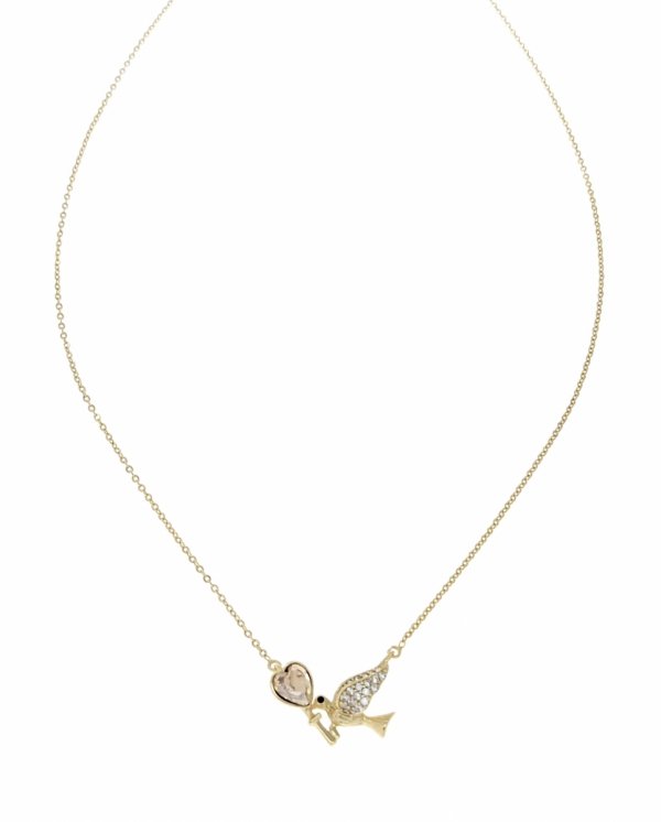 2147 Złoty łańcuszek Austrian Crystal 40+5 naszyjnik pozłacany 14K Xuping serce