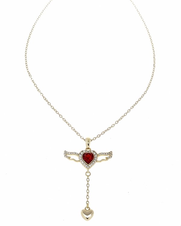 @3124 Złoty łańcuszek Austrian Crystal 40+5 naszyjnik pozłacany 14K Xuping serce skrzydła
