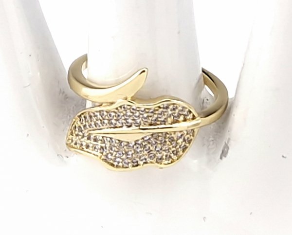 4469 Pierścionek złoty zaręczynowy błyszczący cyrkonie pozłacany 14k