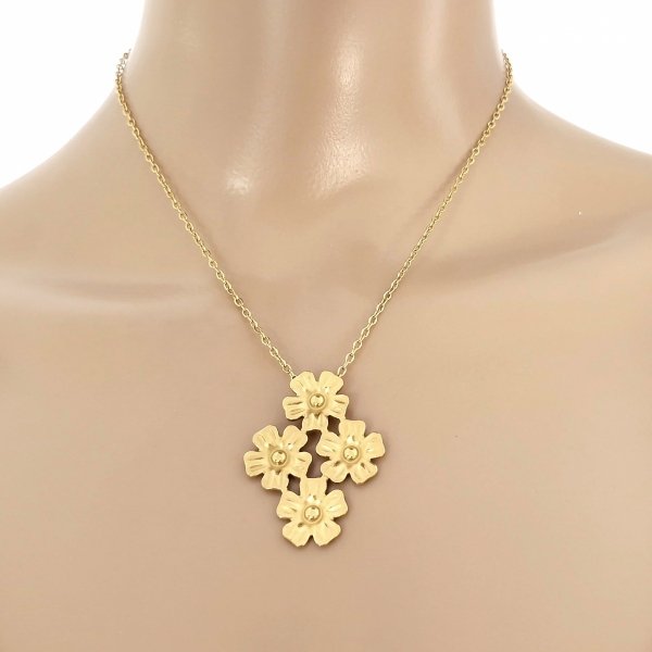 700a Złoty łańcuszek naszyjnik 41+5 stal chirurgiczna 316L kwiatek