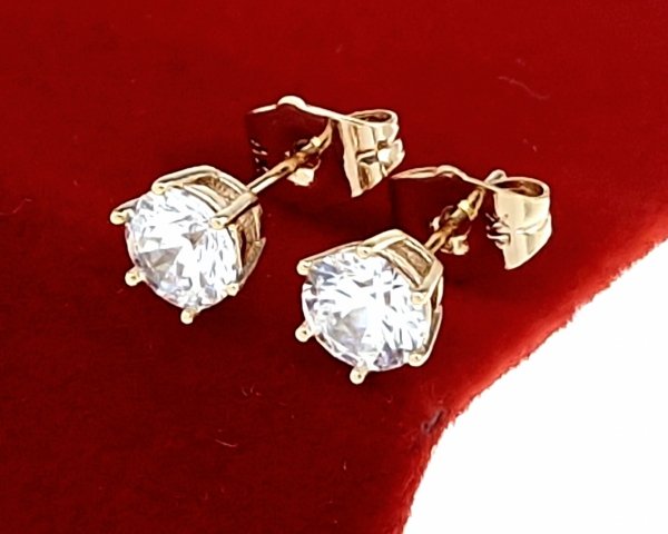 4955 Złote kolczyki pozłacane cyrkonie 18k Xuping wtykane w ucho-sztyft 