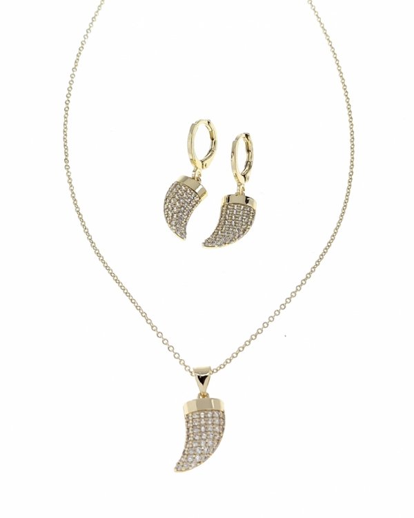 685 Komplet złoty pozłacany 14k kolczyki, łańcuszek 40+5cm 