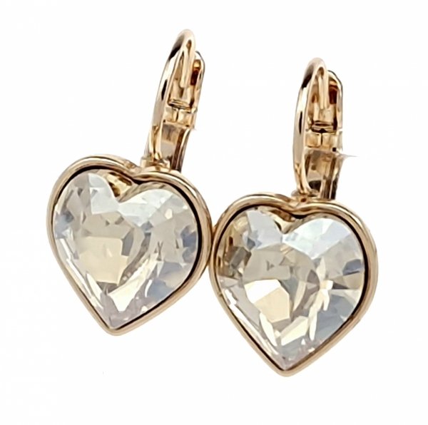 350c Kolczyki złote Austrian Crystal cyrkonia pozłacane 18k Xuping wiszące serce