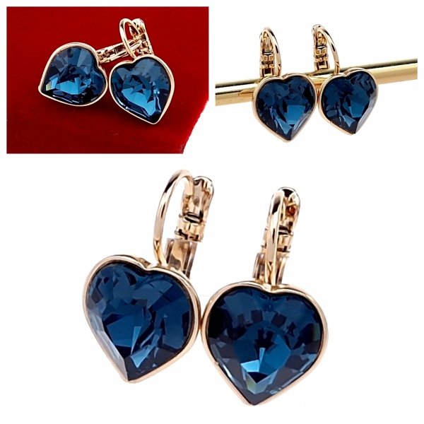 2006 Kolczyki złote Austrian Crystal cyrkonia pozłacane 18k Xuping wiszące serce