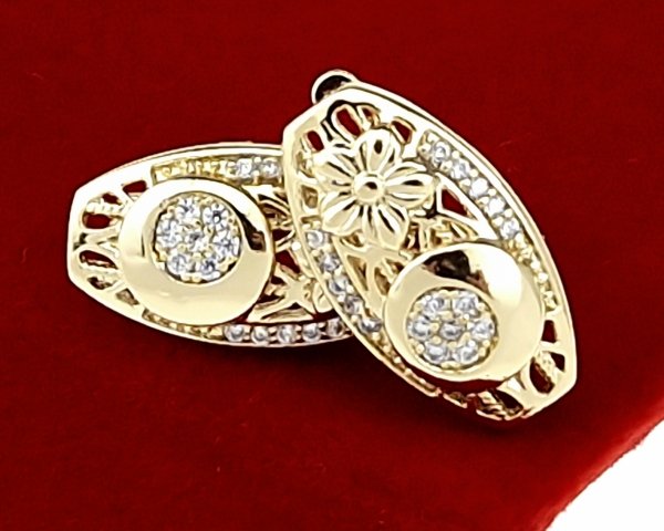 1214 Kolczyki złote pozłacane wiszące 14K Xuping cyrkonie