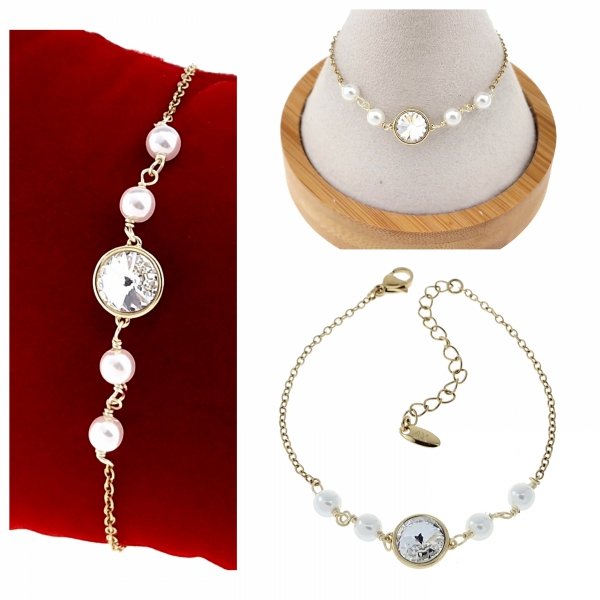 4079 Bransoletka elegancka złota 17,5+5cm pozłacana 14k Xuping Austrian Crystal