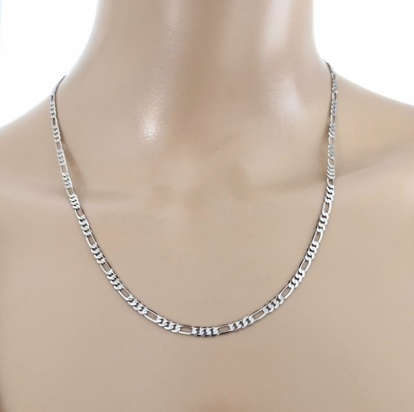 031 Srebrny łańcuszek 50cm 3mm figaro pozłacany białym złotem Xuping