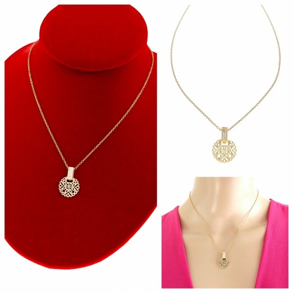 @2537b Złoty łańcuszek celebrytka 41+5 naszyjnik pozłacany 14K Viki Lady