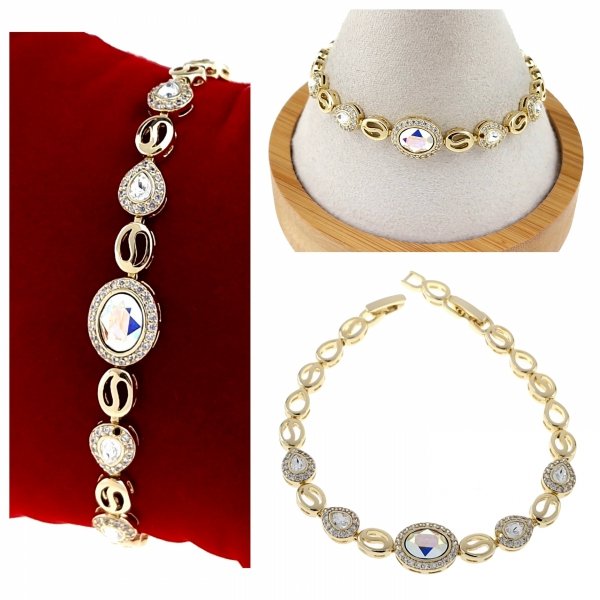 4159 Bransoletka elegancka złota 17+2cm pozłacana 14k Xuping Austrian Crystal