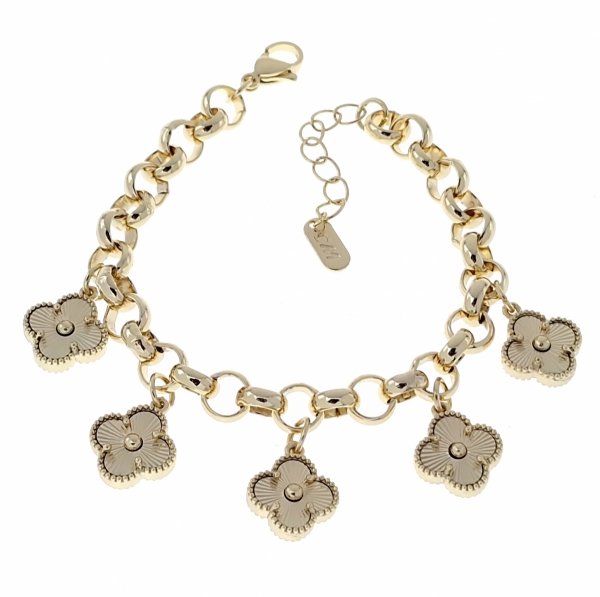 4115 Bransoletka elegancka złota 16+3cm pozłacana 14k koniczyna marokańska