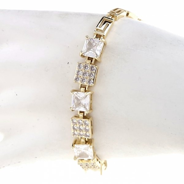 878 Bransoletka elegancka złota 16,5+2cm pozłacana 14k