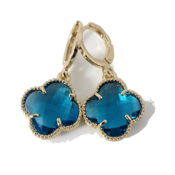 4866 Kolczyki złote pozłacane wiszące 14K koniczyna marokańska