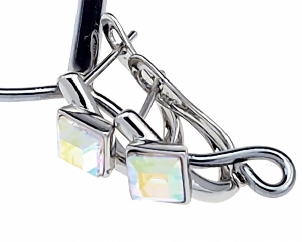 4426 Srebrne kolczyki Austrian Crystal pozłacane białym złotem wiszące