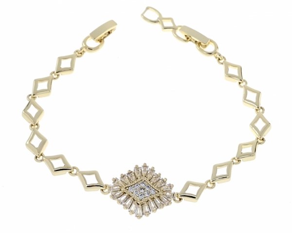4339 Bransoletka złota elegancka cyrkonie 19cm pozłacana 14k Aisadi