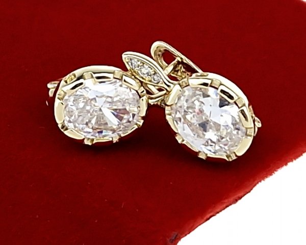 3179 Kolczyki złote pozłacane wiszące 14K Xuping cyrkonie 