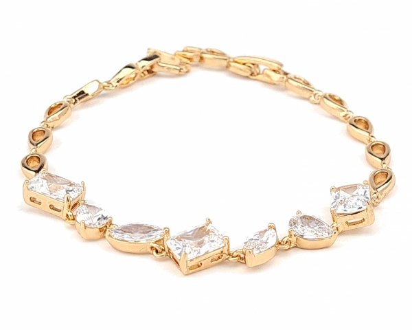 959 Bransoletka cyrkonie złota 19cm pozłacana 18k Xuping