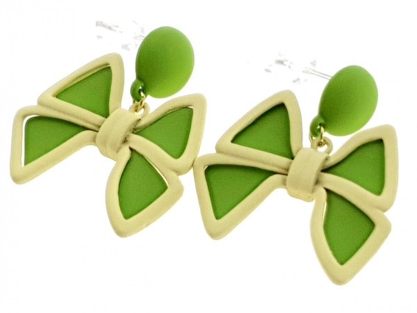 2037 Kolczyki lato neon wiszące kokardki