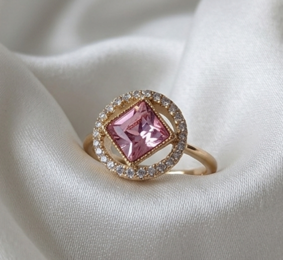 3724j Pierścionek złoty pozłacany 18k cyrkonie Austrian Crystal