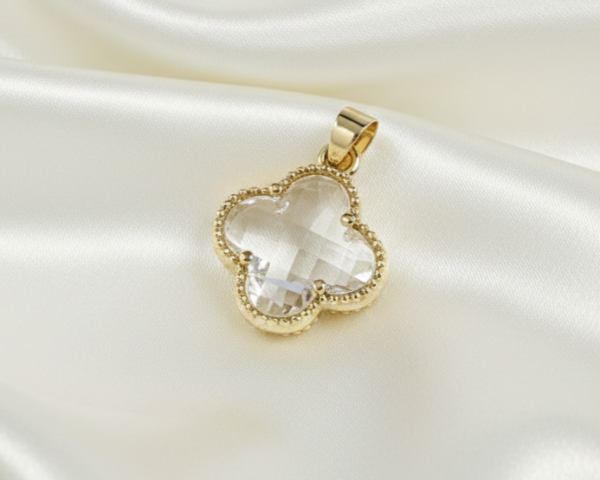 2010 Złota zawieszka błyszcząca pozłacana 14k koniczyna marokańska