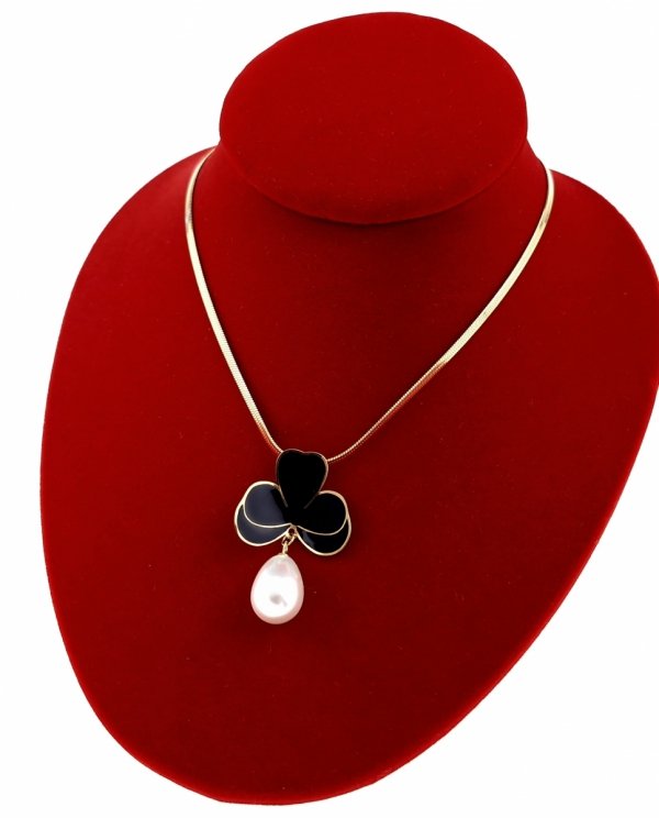 1119 Złoty łańcuszek naszyjnik 41+5 stal chirurgiczna 316L celebrytka żmijka kwiat perła