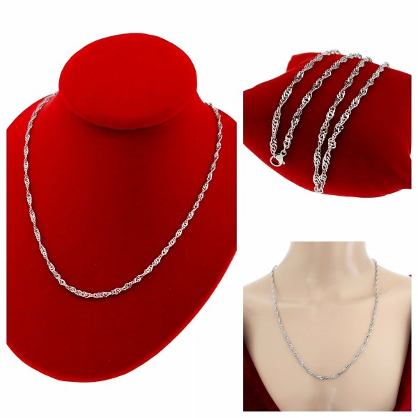 2435b Srebrny łańcuszek naszyjnik 60cm stal chirurgiczna 316L celebrytka 