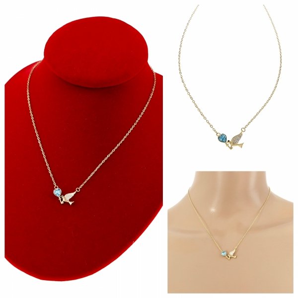 2592 Złoty łańcuszek Austrian Crystal 40+5 naszyjnik pozłacany 14K Xuping serce