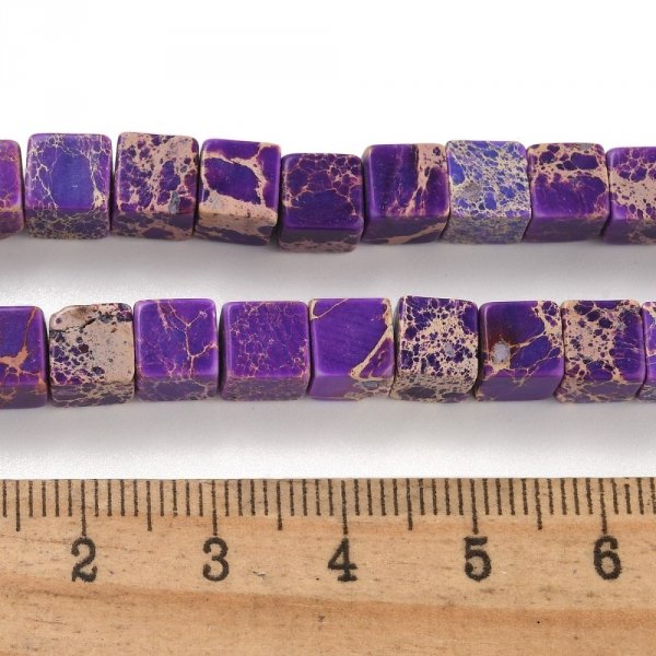 4034 Jaspis cesarski kamień naturalny, kształt kostki 6x6x6mm