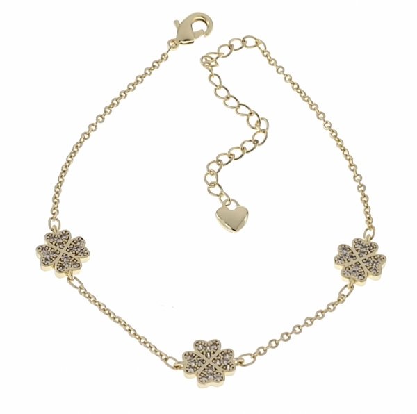 4534 Bransoletka elegancka złota 17+3cm pozłacana 14k koniczyna