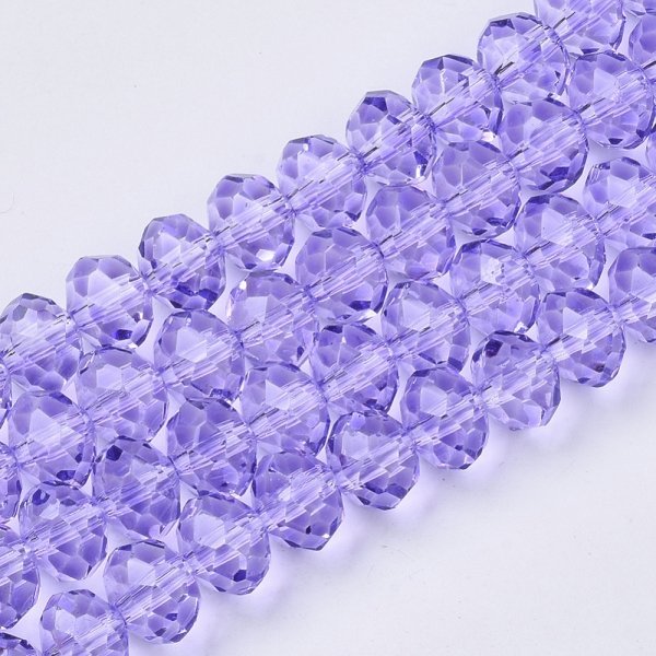 sz355 Szklane koraliki fasetowane, liliowe 4x3,5mm sznur 38cm
