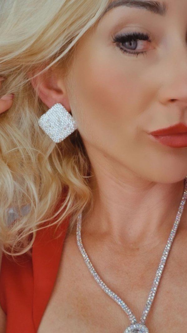 2218 Kolczyki błyszczące imprezowe cyrkonie Viki Lady kryształki