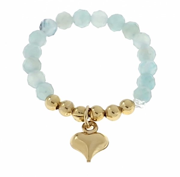 1988c Pierścionek na gumce kryształki stal chirurgiczna kamień naturalny 