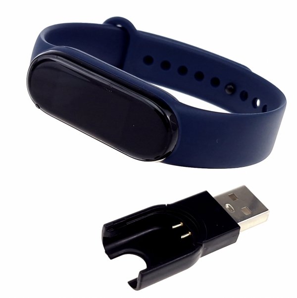 N39 Zegarek opaska SmartBand M8 wygodny sylikonowy pasek granatowy