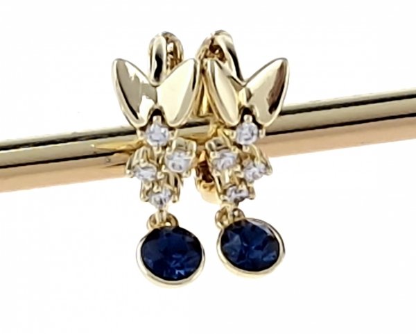 4545 Kolczyki złote pozłacane Austrian Crystal wiszące 14K cyrkonie Xuping 