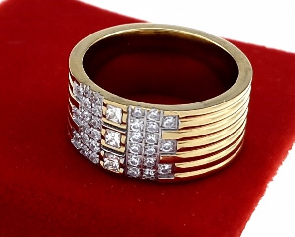 2542 Pierścionek złoty stal chirurgiczna nierdzewna 316L cyrkonie