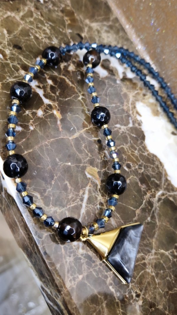 1620c Złoty łańcuszek naszyjnik 46+5 stal chirurgiczna 316L