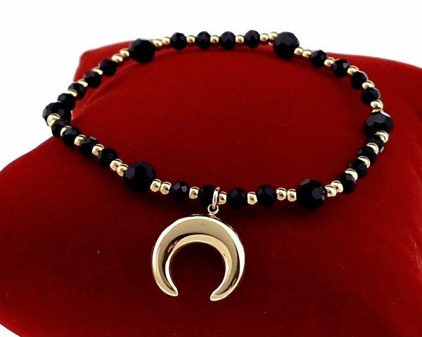 1574 Bransoletka złota stal chirurgiczna 316L na gumce kryształki