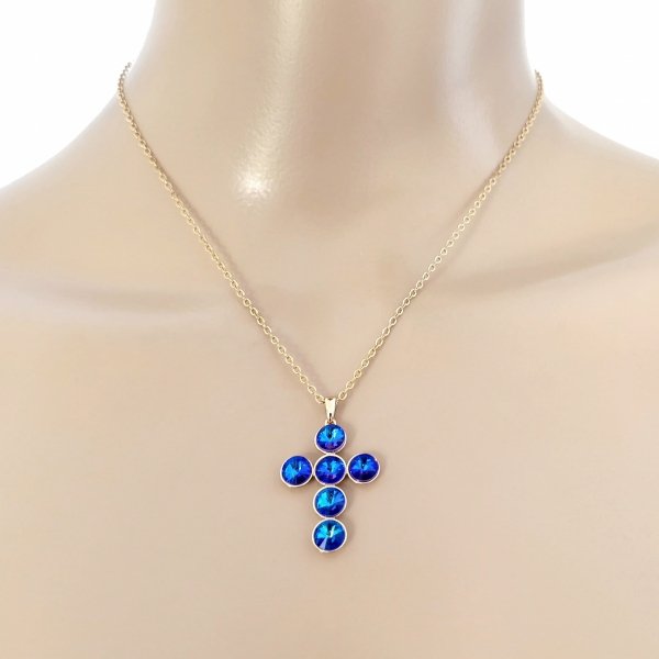 1180 Złoty naszyjnik 40+5cm pozłacany 18k Swaro Austrian Crystal krzyż