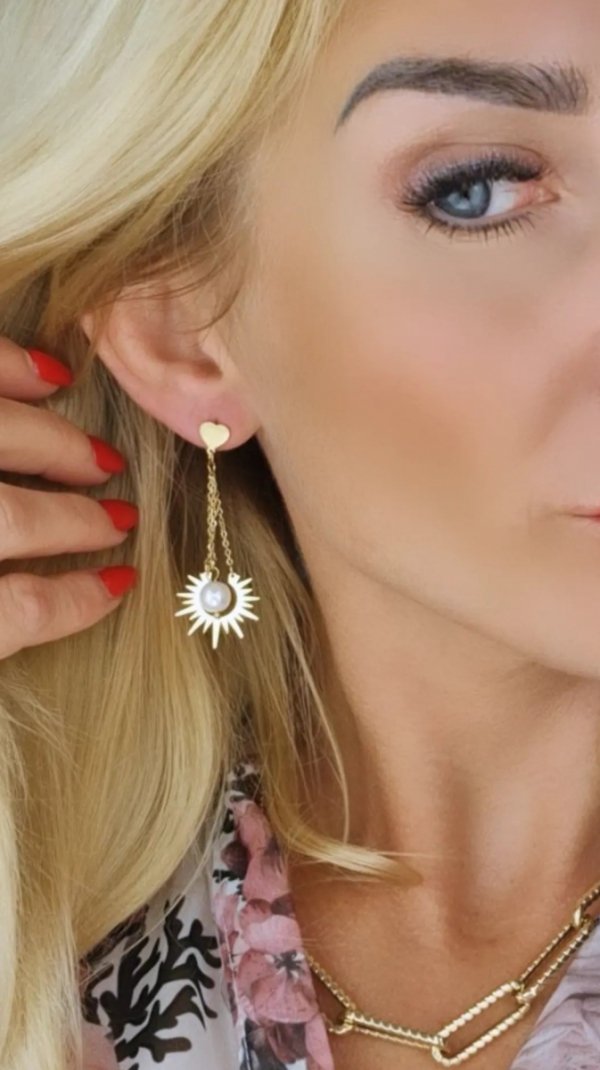 0362 Kolczyki złote stal chirurgiczna wiszące celebrytki 