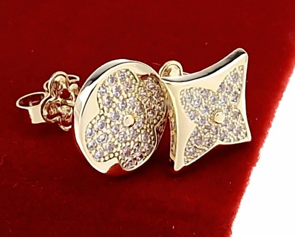 1764b Kolczyki złote pozłacane wtyczki 14K cyrkonie Viki Lady 