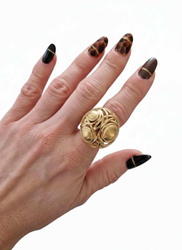 388A Pierścionek złoty stal chirurgiczna 316L nierdzewna regulowany