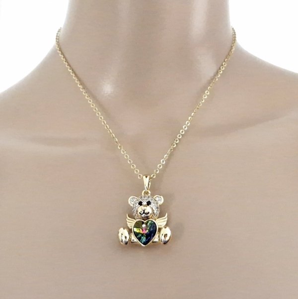 @2828 Złoty łańcuszek Austrian Crystal 40+5 naszyjnik pozłacany 14K Xuping miś